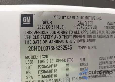 2009 Chevrolet Equinox Sport from USA, damaged, VIN 2CNDL037596232546